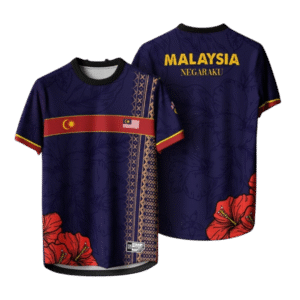 HM 002 - ROUND NECK SHORT SLEEVES BLUE SONGKET MALAYSIA DAY JERSEY