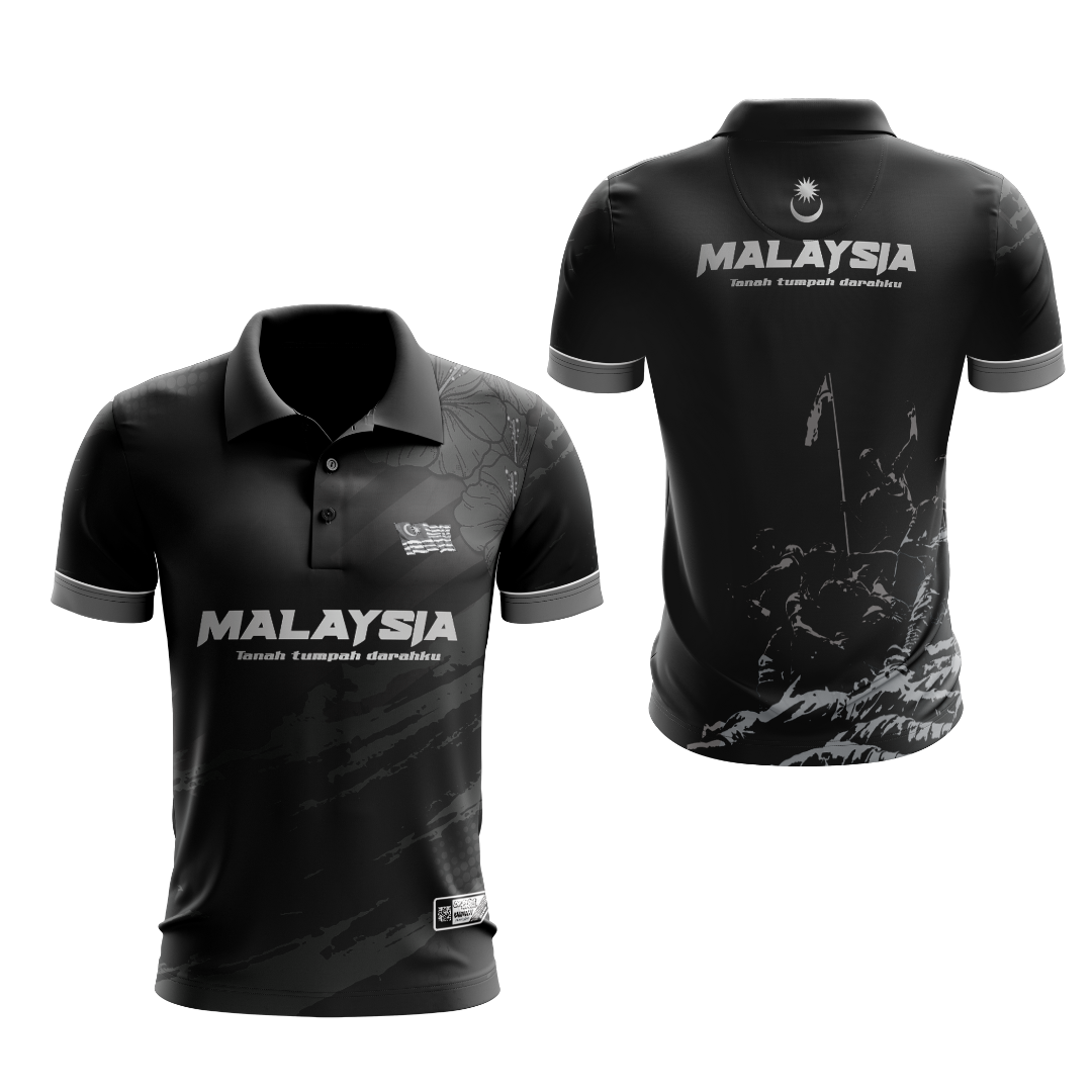 HM 003 - ROUND NECK COLLAR BLACK OUT MALAYSIA DAY JERSEY